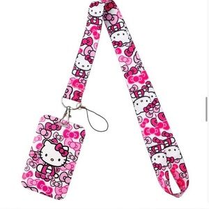 Hello Kitty Pink and White Lanyard with Card Holder